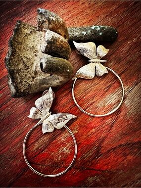 Gold Butterfly hoops
